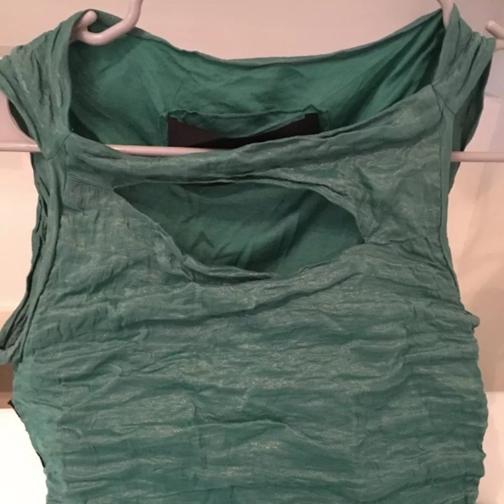Yigal Azrouel teal crinkle dress size 2